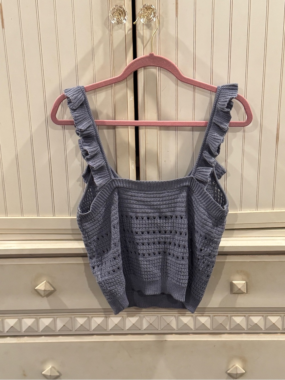 Lavender Ruffle Knit Tank Top (cropped) - Picture 2 of 3